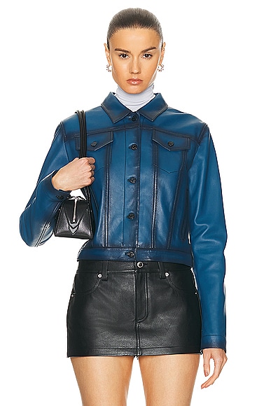 Shop Acne Studios Leather Jacket In Blue