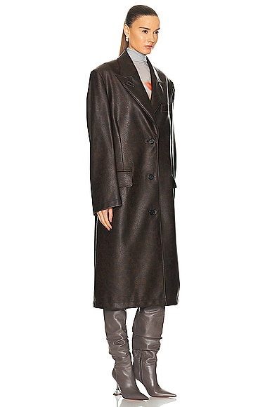 Shop Acne Studios Leather Coat In Brown