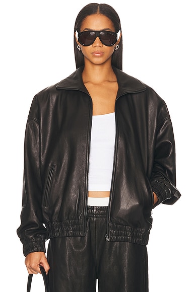 Acne Studios Lemmy Crop Leather Jacket in Black