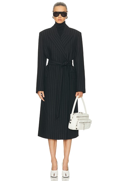 Acne Studios Olyx Pinstripe Maxi Coat in Black