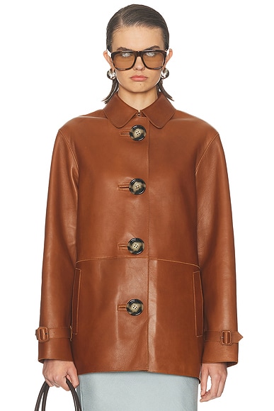 Acne Studios Lorassino Leather Jacket in Cognac Brown