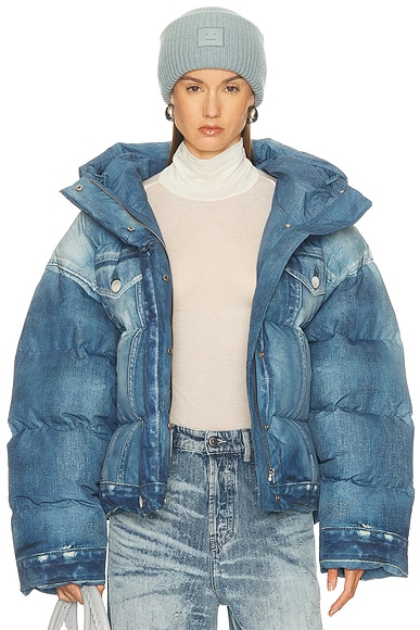 Acne Studios Omenra Puffer Jacket in Denim Blue