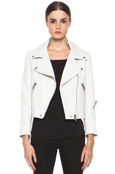 Veste Motard En Jean Et Cuir Blanc - Acne Studios Rita - Taille 40/8 - Femme - Neuf Avec Défauts