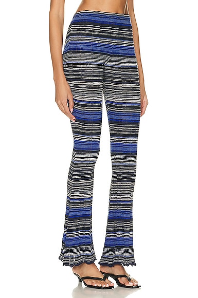 Shop Acne Studios Striped Trouser In Dark Blue & Multi