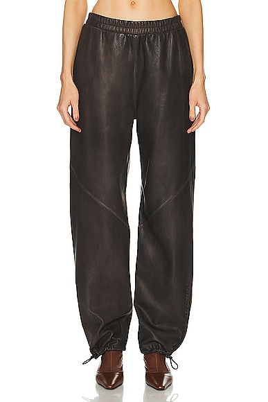 Shop Acne Studios Leather Trouser In Brown