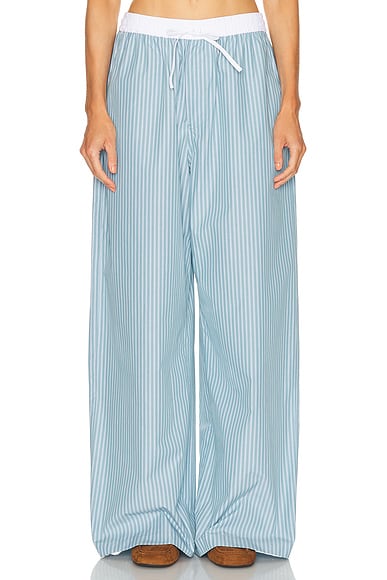 Acne Studios Pijama Striped Pant in Turquoise Blue