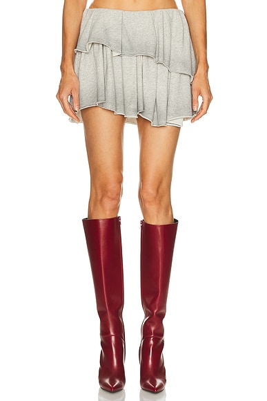 Shushu/Tong Belt Embellished Pleated Skirt in Grey | FWRD