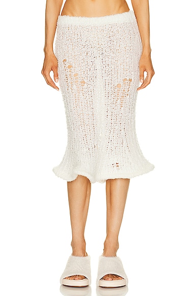 Uneven Hem Midi Skirt
