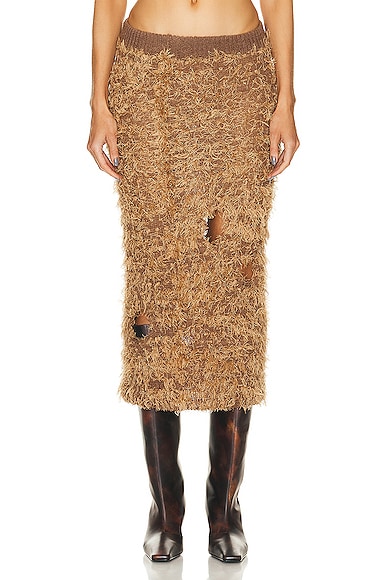 Acne Studios Fuzzy Skirt in Camel Brown