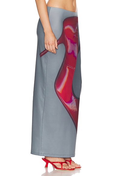 Shop Acne Studios Maxi Skirt In Dark Grey & Red