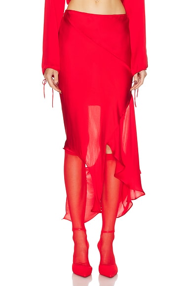 Shop Acne Studios Draped Skirt In Bright Red