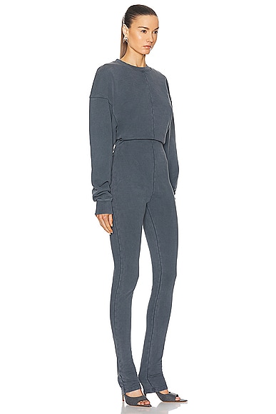 Shop Acne Studios Long Sleeve Jumpsuit In Anthracite Grey