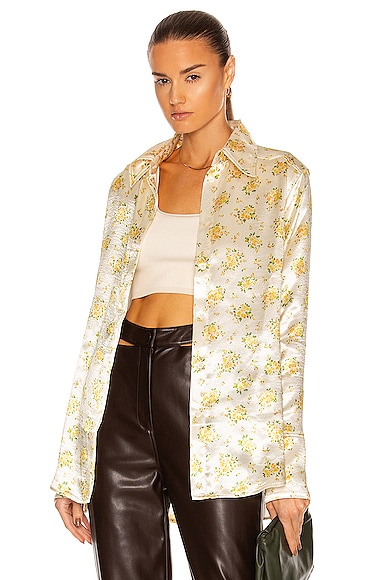 Acne Studios Satinka Flower Shirt in Pale Yellow | FWRD