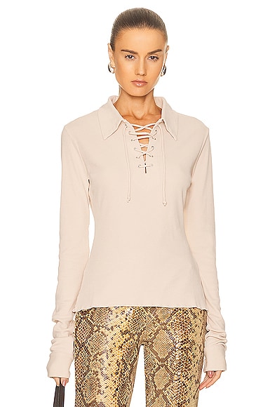 Acne Studios Lace Up Long Sleeve in Beige