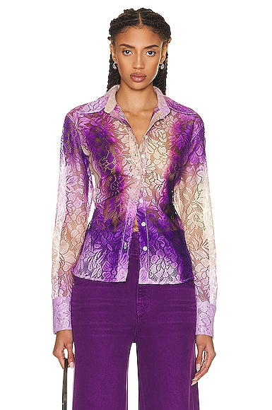 Acne Studios Lace Button-up Shirt In Purple