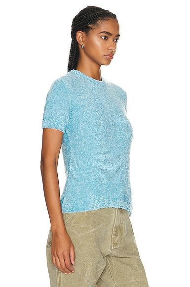 Shop Acne Studios Knit T-shirt In Teal Blue