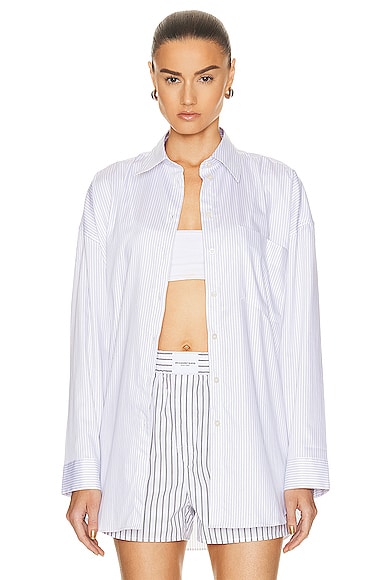 Acne Studios Button Up Top in White & Blue