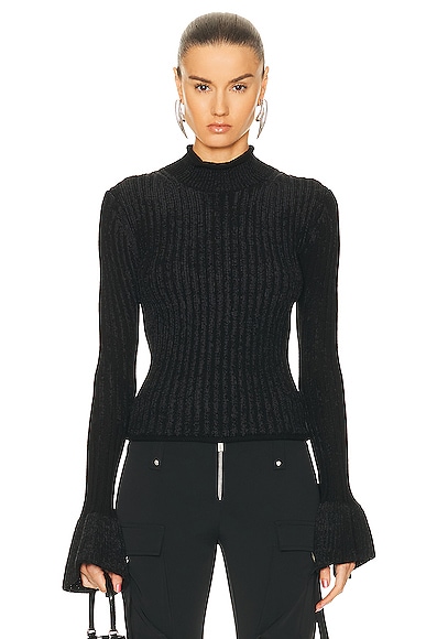 Acne Studios Long Sleeve Knit Top in Anthracite & Black