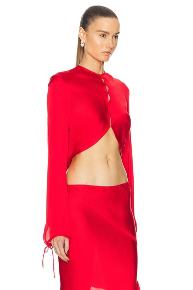 Shop Acne Studios Long Sleeve Blouse In Bright Red