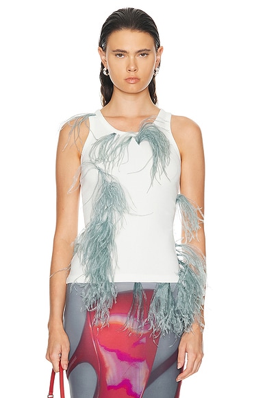 Acne Studios Feathers Tank in White & Navy