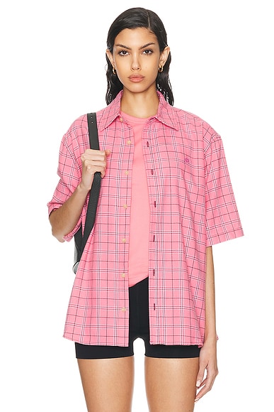 Acne Studios Face Dry Flannel Top in Tango Pink