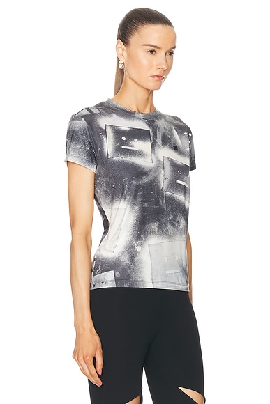 Shop Acne Studios All Over Paint Face Shirt In Black & White