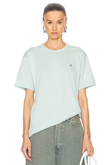 Acne Studios Face Patch Crew Neck Shirt in Dusty Blue