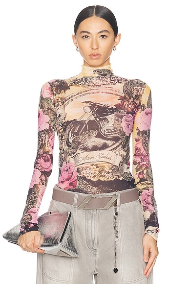 Acne Studios Denise Moto Frame Top in Pink Multicolor | FWRD