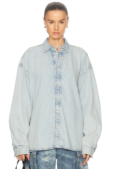Acne Studios Denim Button Down Shirt in Indigo Blue | FWRD