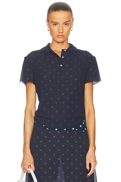Acne Studios Takota Top in Navy & White
