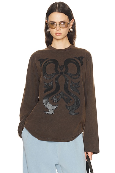 Acne Studios Eden Cowboy Top in Dark Brown & Black