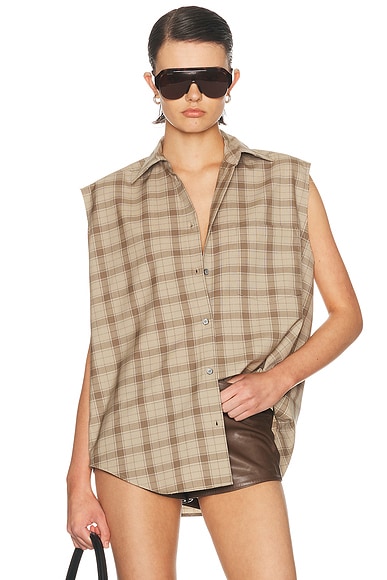 Acne Studios Sinora English Plaid Shirt in Beige Multi