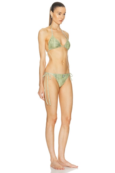 Shop Acne Studios Eini Two Piece Swimsuit In Sage Green