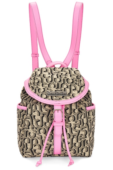 Acne Studios リュック ピンク/ベージュ Acne Studios Mini Monogram Backpack in Beige & Pink | FWRD
