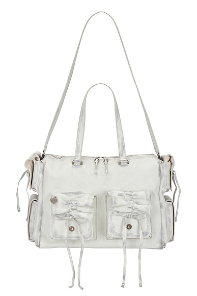 Acne Studios Multipocket Tote Bag in White & Grey