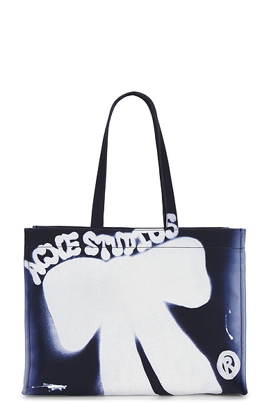 Acne Studios Spray Bow Shopper Bag in Navy Blue