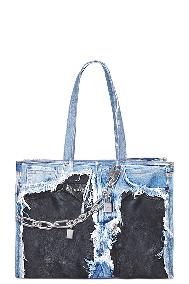 Acne Studios Logo Shopper Bag in Mid Blue