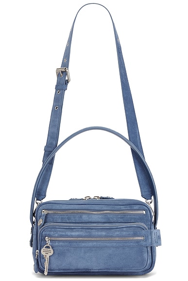 Acne Studios Camero Party Suede Bag in Denim Blue