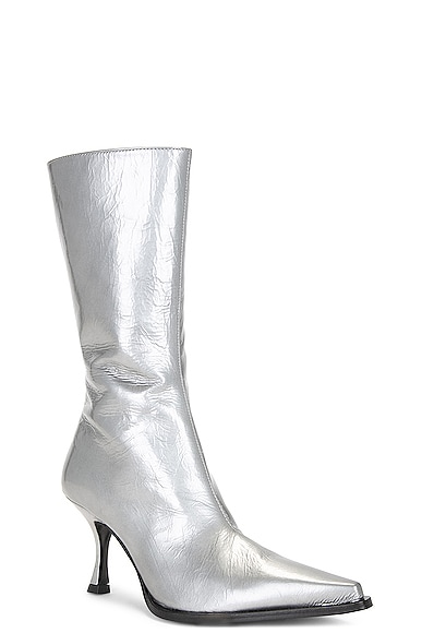 Shop Acne Studios Pointed Toe Boot In Silver