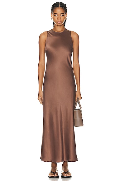 asceno valencia silk satin slip dress ASCENO Valencia Dress in Cocoa