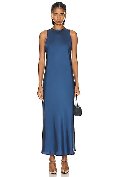 ASCENO Valencia Dress in Steel Blue | FWRD ASCENO Valencia Dress in Steel Blue | FWRD