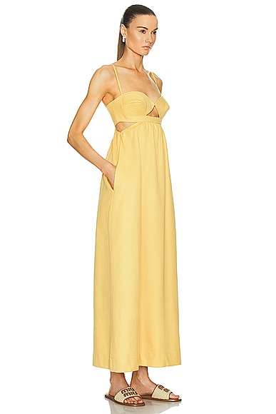Shop Adriana Degreas Matelasse Cotton Long Dress In Yellow