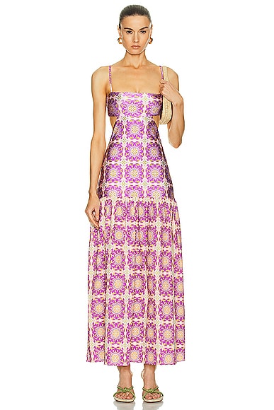ADRIANA DEGREAS EXOTIC CORAL CUT OUT LONG DRESS