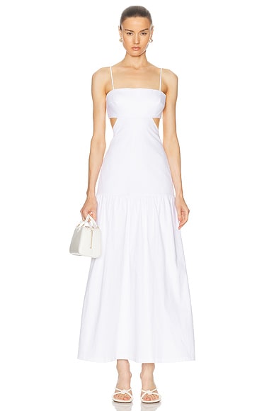 ADRIANA DEGREAS Solid Cut Out Long Dress in Off White