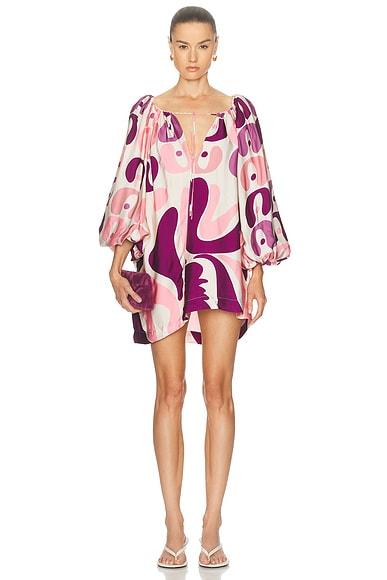 Bold Floral Puff Sleeve Mini Dress