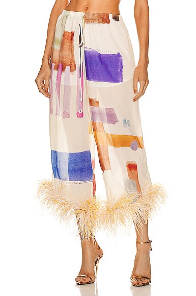 Illusion Pant With Feathers