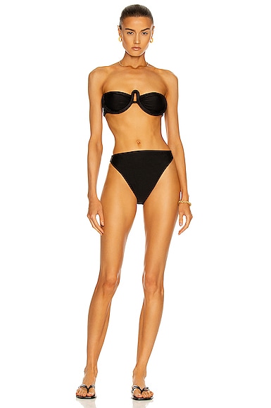 Solid High Leg Strapless Bikini