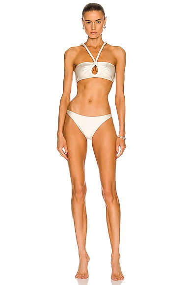 Solid Keyhole Bikini With Straps