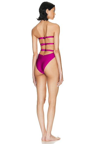Solid Strapless Cut Out One Piece Swimsuit