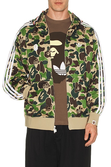 adidas Originals x Bape Track Shark Hoodie in Crew Green